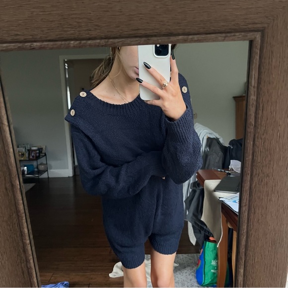free people navy forever sweater romper size small - Picture 2 of 4